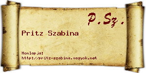 Pritz Szabina névjegykártya